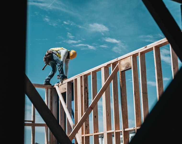 Framing crew working on a commercial build-out